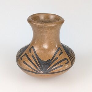 Vtg Fabiola Silveira Pottery Vase Hand Painted Signed Boho Home Decor